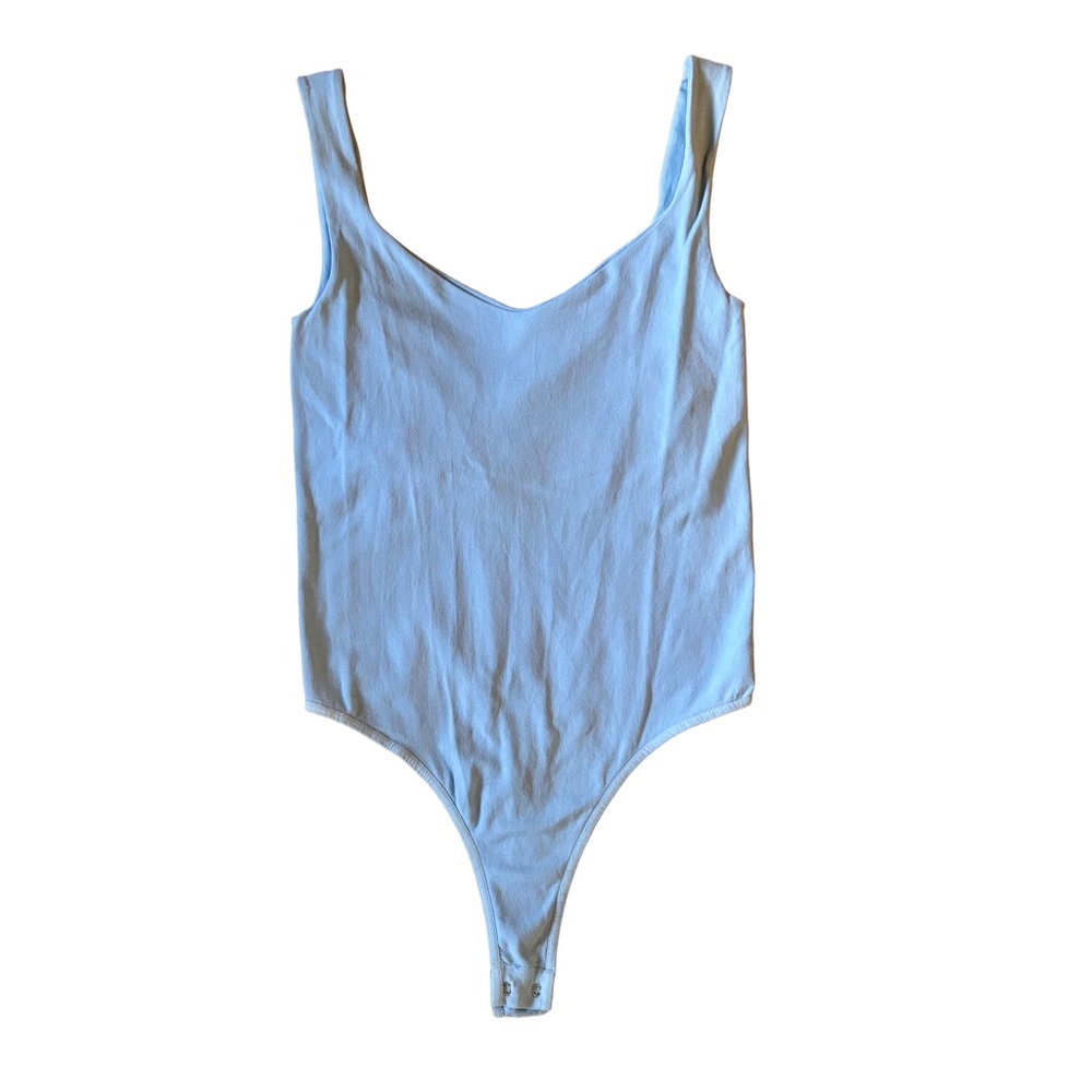 Free People Intimately Clean Lines Tank Bodysuit Light Blue Snap Closure XS/S